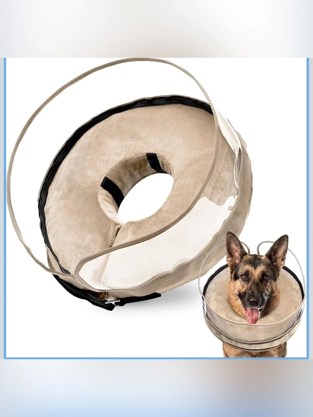 Large Pet Recovery Cone Collar - Beige Soft Inflatable - BRAND NEW - Picture 3 of 10